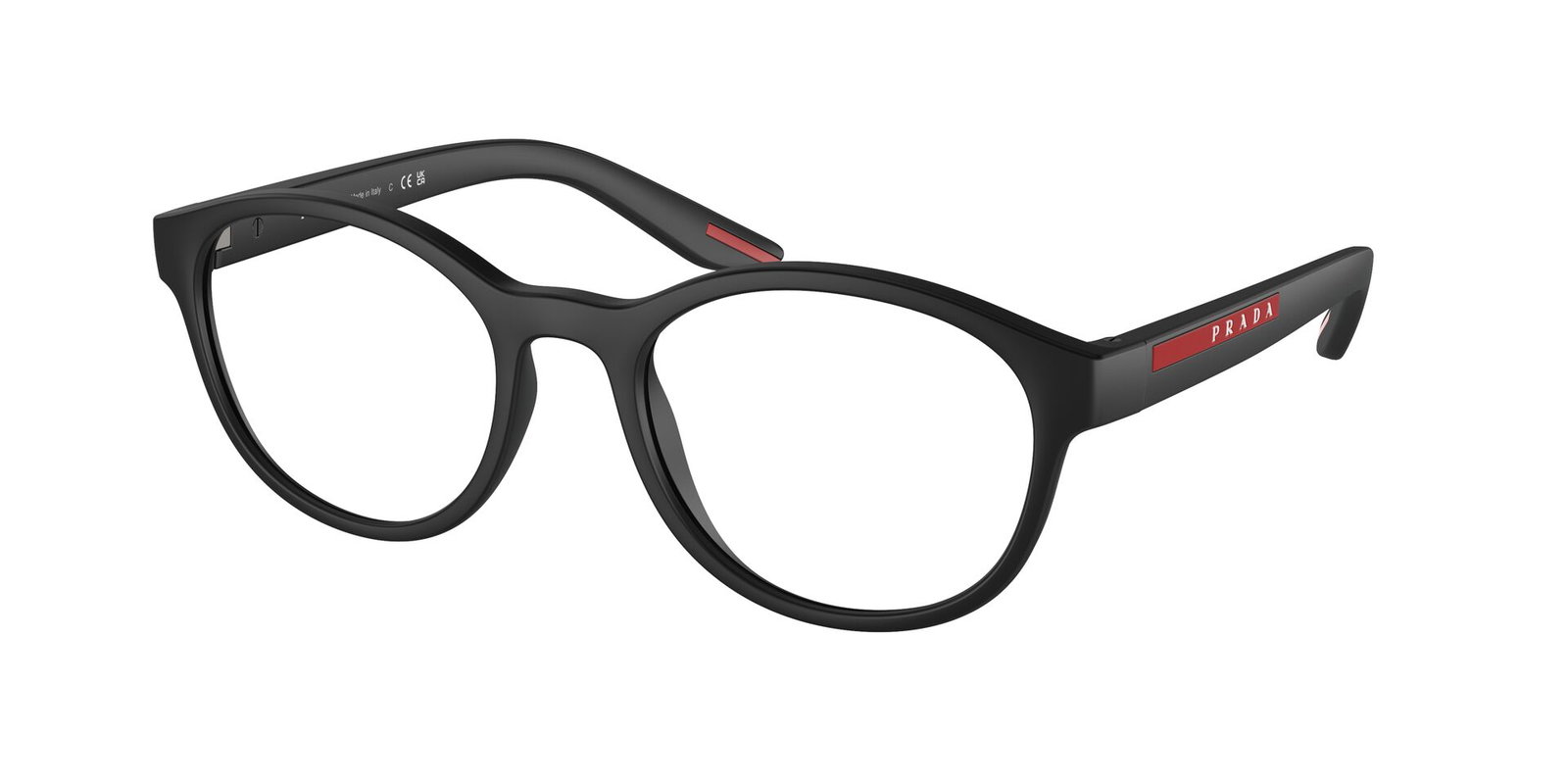Das Bild zeigt die Prada Linea Rossa Fassung PS07PV DG01O1 leicht seitlich., Zubehor, Brillen